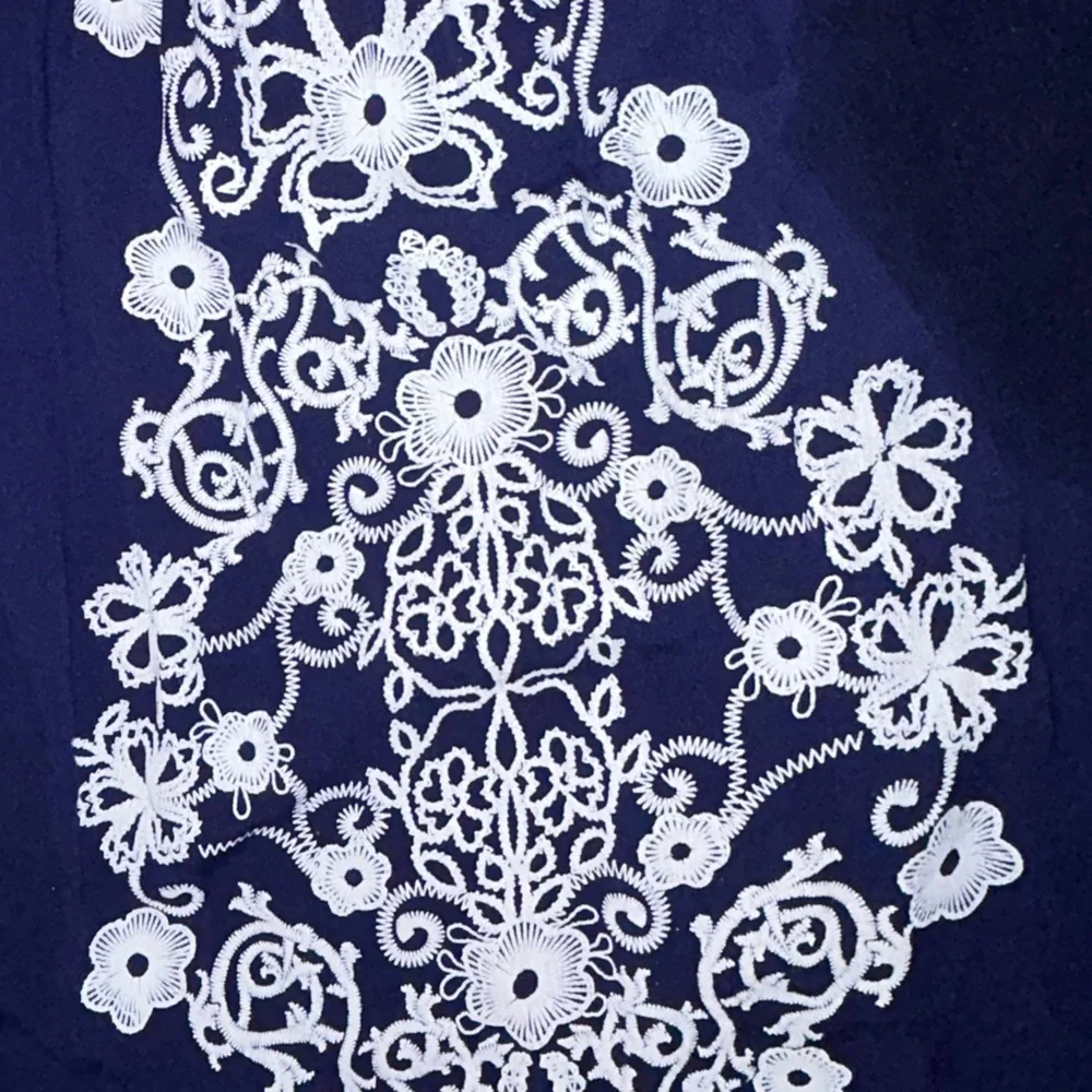 Navy Cami Tank Top with White Embroidery Sz Large by Tining - Picture 7 of 10